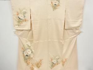 アンティーク　牡丹に菊模様刺繍着物